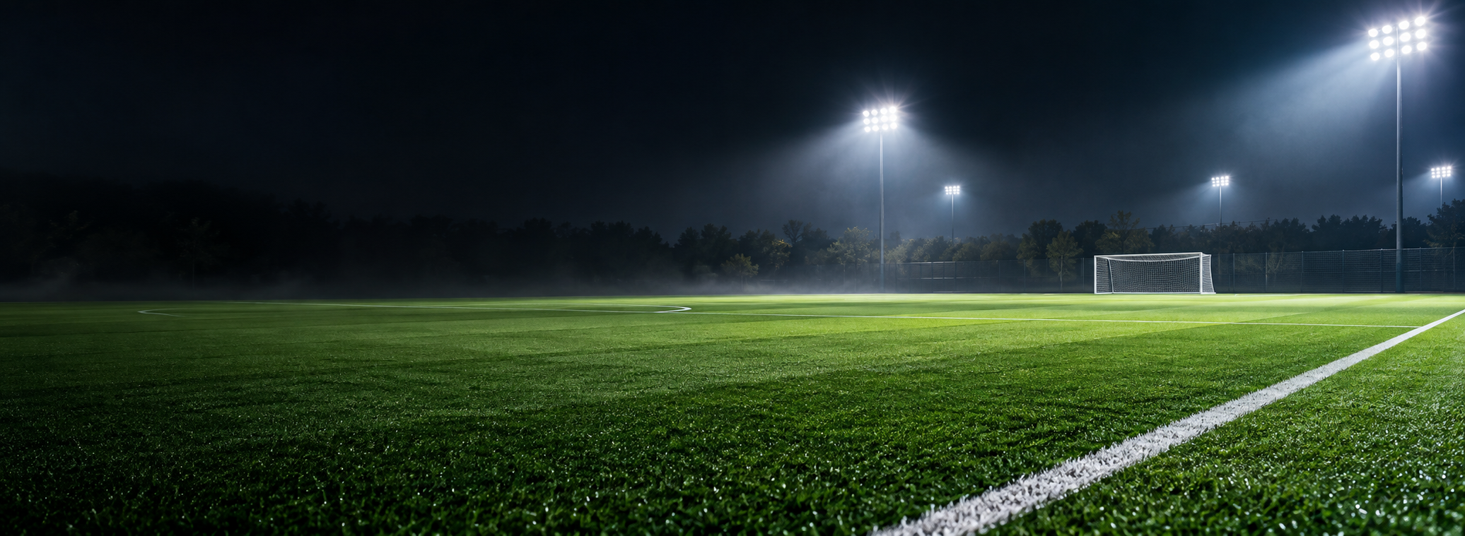 Illustrative floodlit football turf